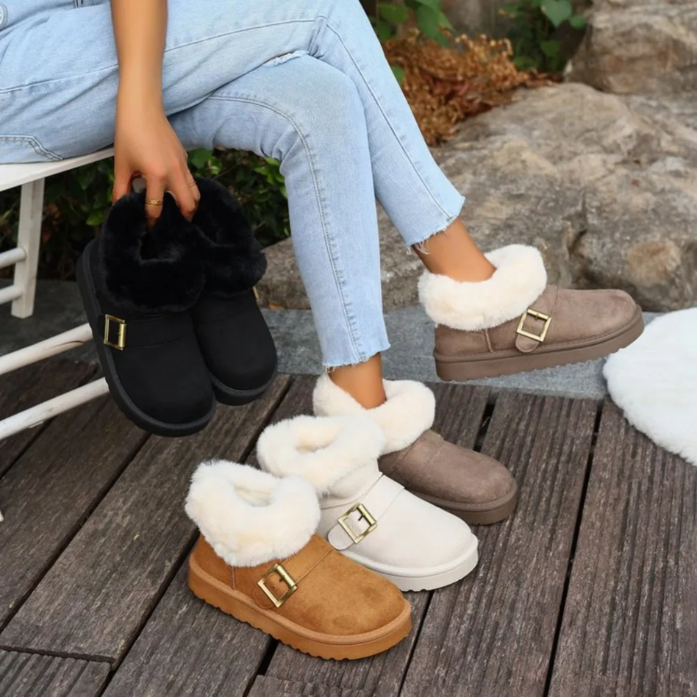 Women's Winter Snow Boots Thicken Plush Warm Cotton Suede Ankle Non-Slip Platform Casual Boot 2025 New Style Warmth
