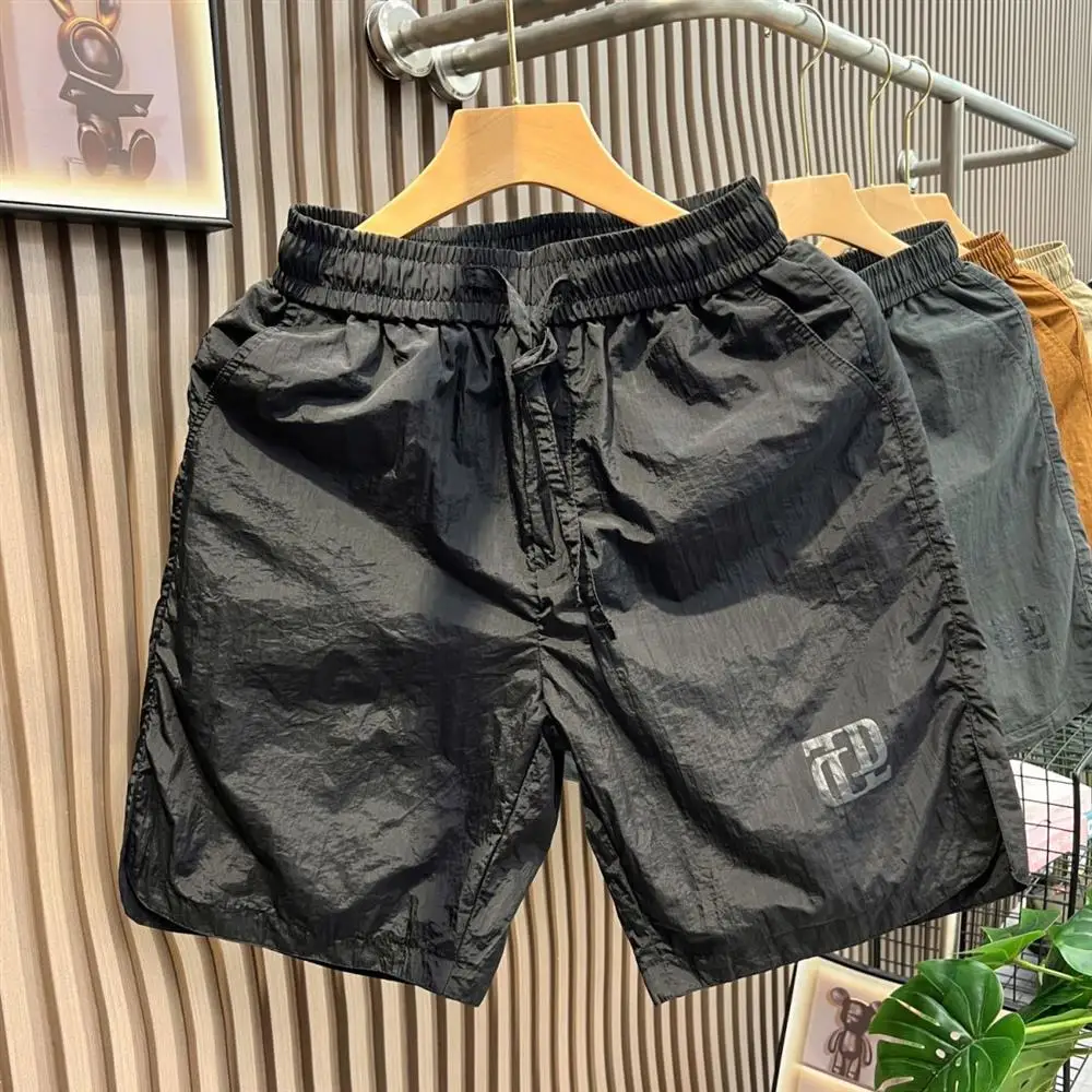 Summer Thin Ice Silk Qui Dry Casual orts Breathable Beach Pants Loose Sports Outdoor Five-Quarter Large orts for Men