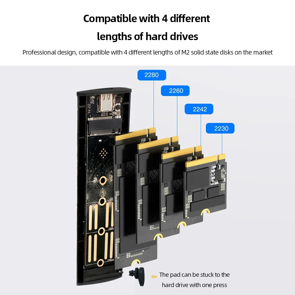 SSD Enclosure M2 NVMe SSD Case 10Gbps HDD Box M.2 NVME NGFF To USB 3.1 External SSD Enclosure Type-A to Type-C Cable for 2230/2242/2260/2280