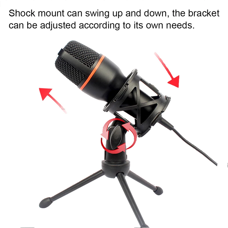 PC 노트북 게임용 USB RGB 콘덴서 유선 마이크, 팟캐스트 스튜디오 전문 분출 방지 데스크탑 마이크, 3.5mm