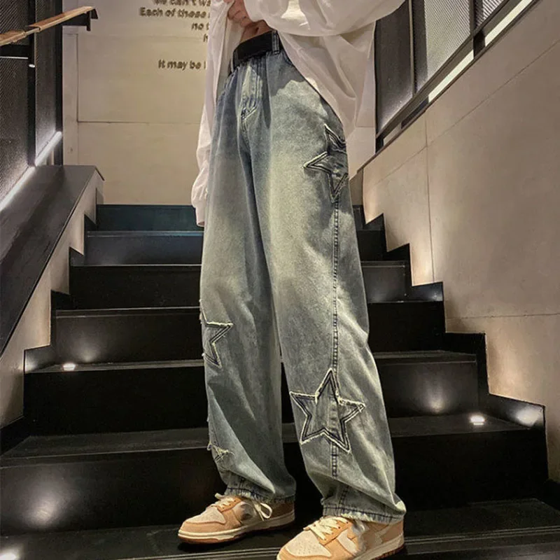 Y2K 2024 Fashion Retro Loose Denim Trousers Streetwear Harajuku Style Loose Wide Leg Jeans Straight Trousers Pockets Oversize yiciya y2k cargo jeans multiple pockets jean trousers gothic style hip hop street clothes retro low waist wide leg pants 2024