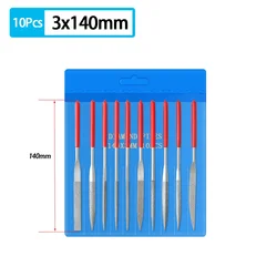 Diamond Mini Needle File Set for Precision Polishing and Detailing in Carpentry, Jewelry, and Crafting (10Pcs 3x140mm)