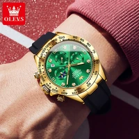 OLEVS-Montre-bracelet à quartz étanche pour homme, chronographe Shoous, bracelet en silicone, multifonctionnel, marque originale, mode 6