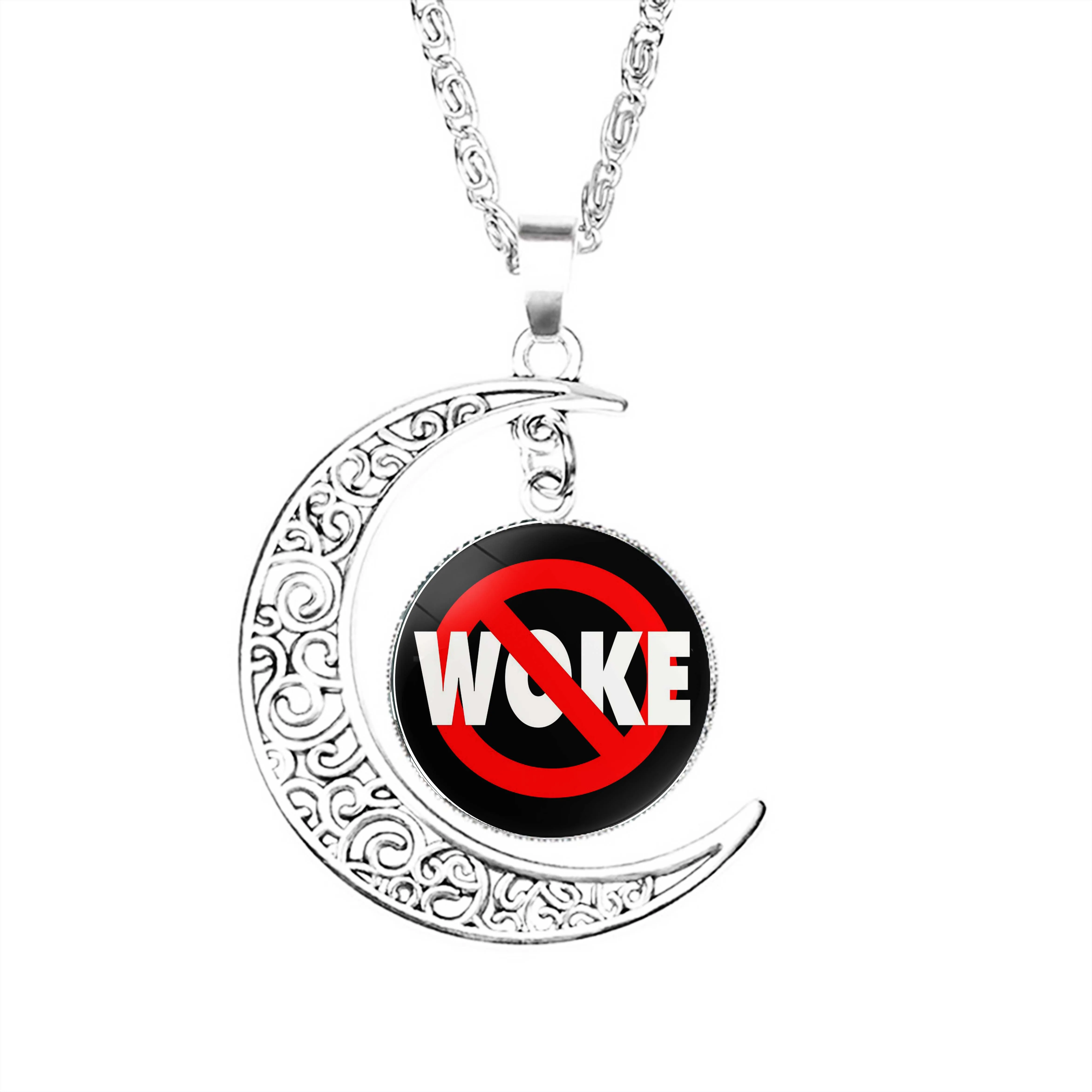 

Anti Woke Moon Necklace Lady Jewelry Crescent Pendant Lovers Fashion Women Gifts Accessories Party Jewelry Boy Charm Chain
