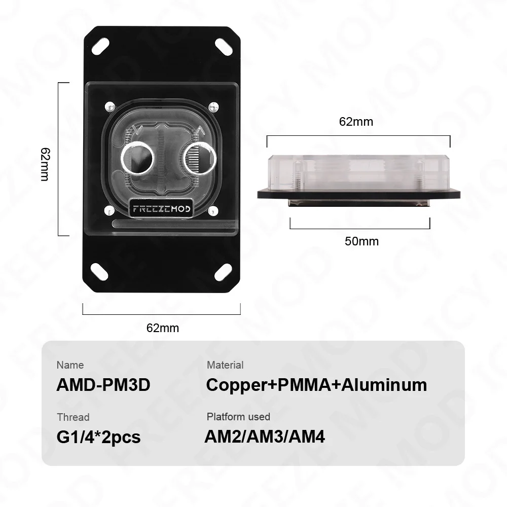 Zemod-bloco de Água para Cpu Refrigerador de Água Refrigeração a Água Transperant 0.5 Channel Argb Aura Sync Amd Am2 Am3 Am4 5v 3pin - Imagem 6