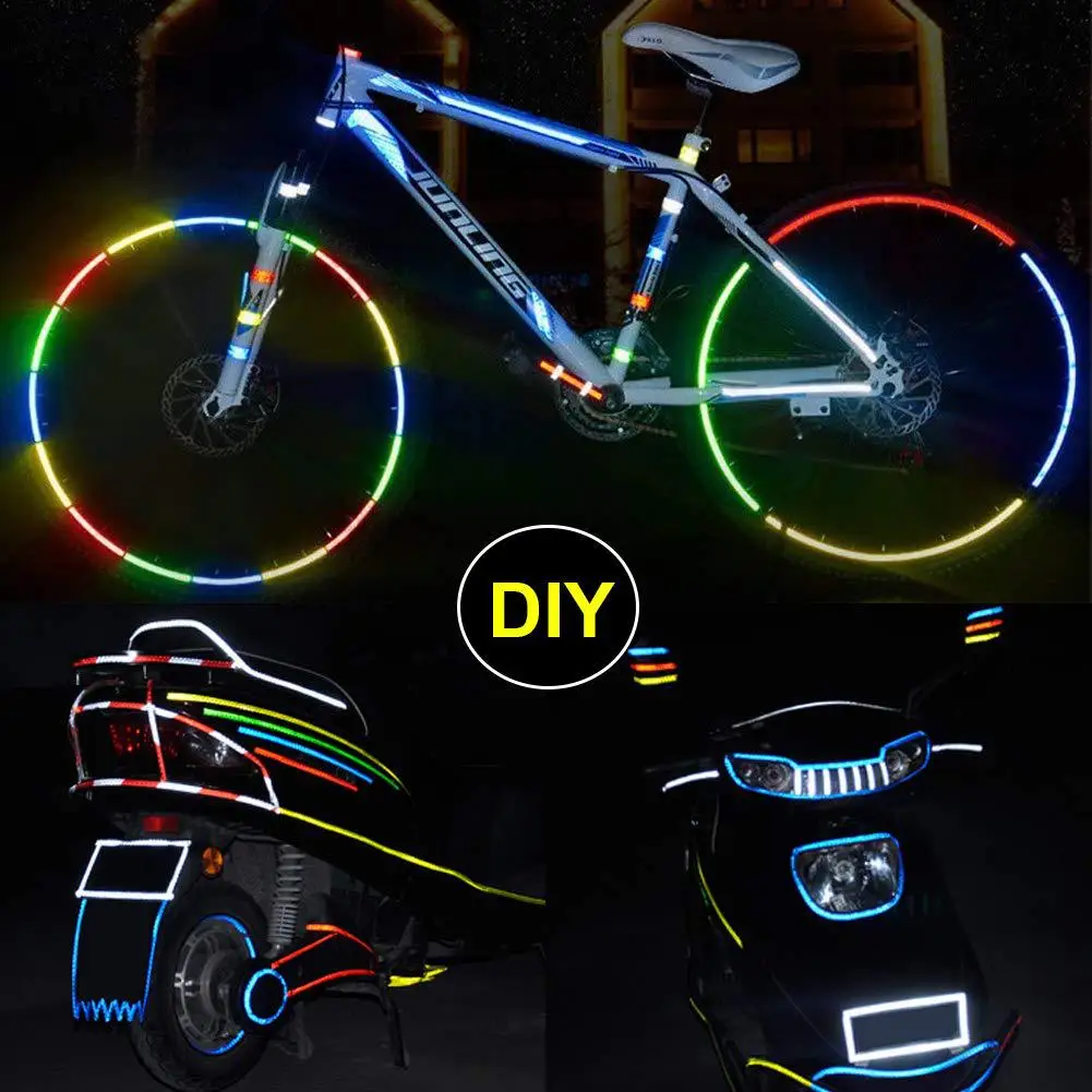 1cm*8m Reflective Tapes 9 Colors Reflectors Warning Tape Night Safety Sticker White Blue Red Yellow Orange Green For Bicycle Car