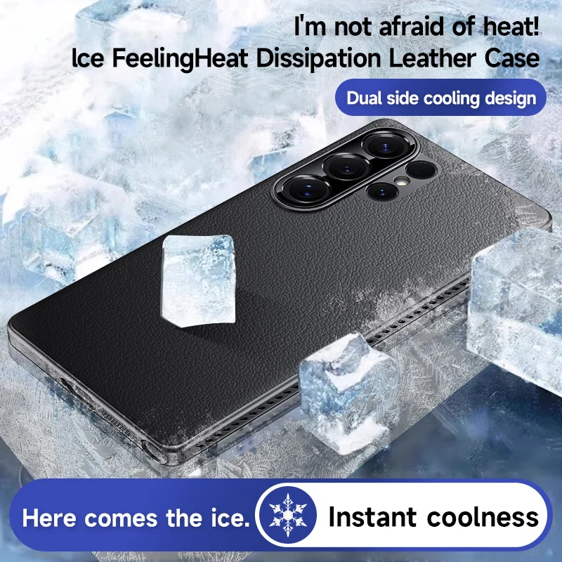 MagSafe Magnetic PU Leather Heat Dissipation Phone Case with Wireless Charging Cover