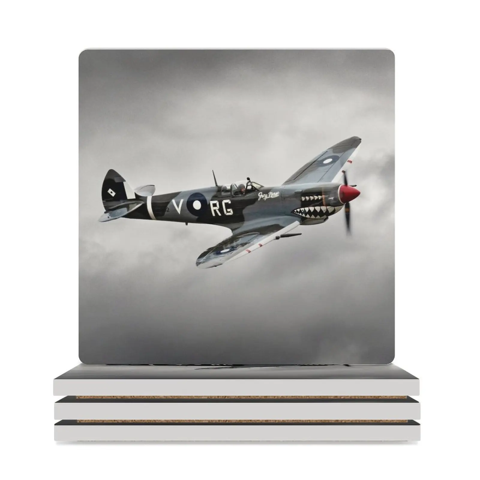 

Spitfire takes to the air. Ceramic Coasters (Square) black mat for dishes anti slip Coasters