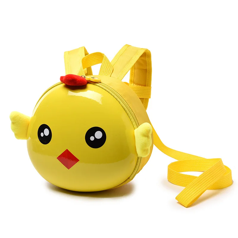 Kindergarten cartoon backpack children aged 1-3 boys girls with double shoulder anti loss backpack cute little chicken hard shel 2