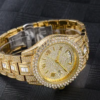Montre à quartz plaquée or pour homme avec bracelet serti de cristaux – Luxueuse, coffret cadeau inclus 4