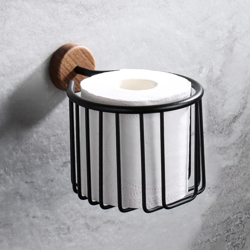 Solid Wood Tissue Holder Toilet Paper Box Phone Storage Rack Roll Paper Holder