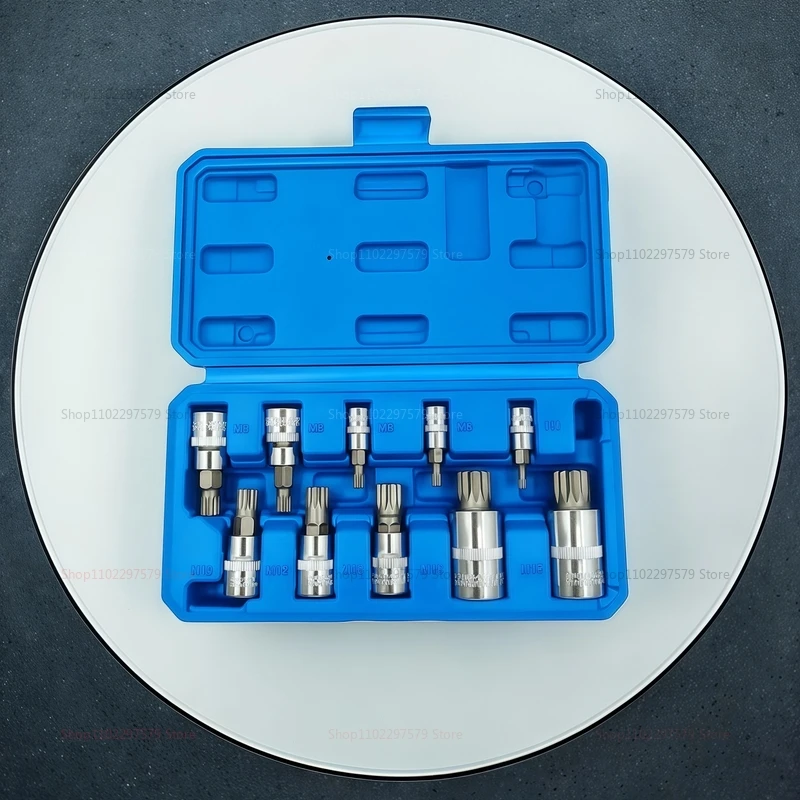 10pcs Torx 비트 소켓 세트 스타 스크루 드라이버 비트 M4-M18 보관 케이스가있는 기계 수리를위한 헤비 듀티 핸드 툴 키트