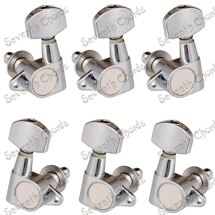 

A Set Chrome Small Square Buttons Sealed Gear String Tuning Pegs Tuners Machine Heads for Guitar