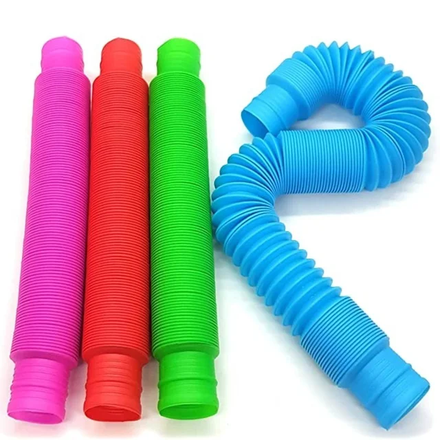 2/1x Mini Pop Tubes Sensory Toy For Adult Kids Stress Relieve Toys Kid Autism Anti Stress Plastic Bellows Children Squeeze Toy 2