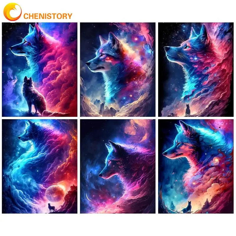 

CHENISTORY Modern Painting By Numbers Fantastic Wolves Pictures Coloring Home Decors On Canvas Artwork For Adults Unique Gift