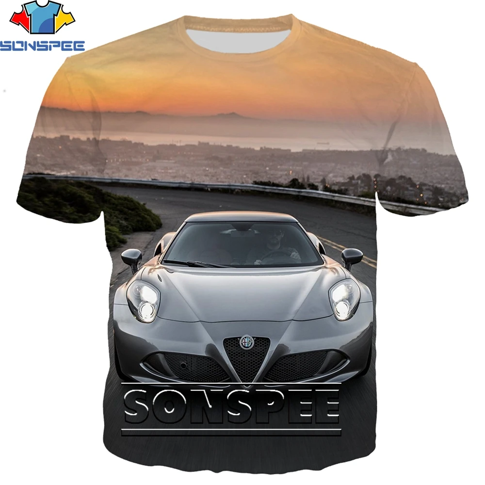 

SONSPEE Highway Sports Car Racing T-Shirts 3D Printing Men Women's Summer Handsome Speed Man Power Punk Oversize Tshirt Kids Top
