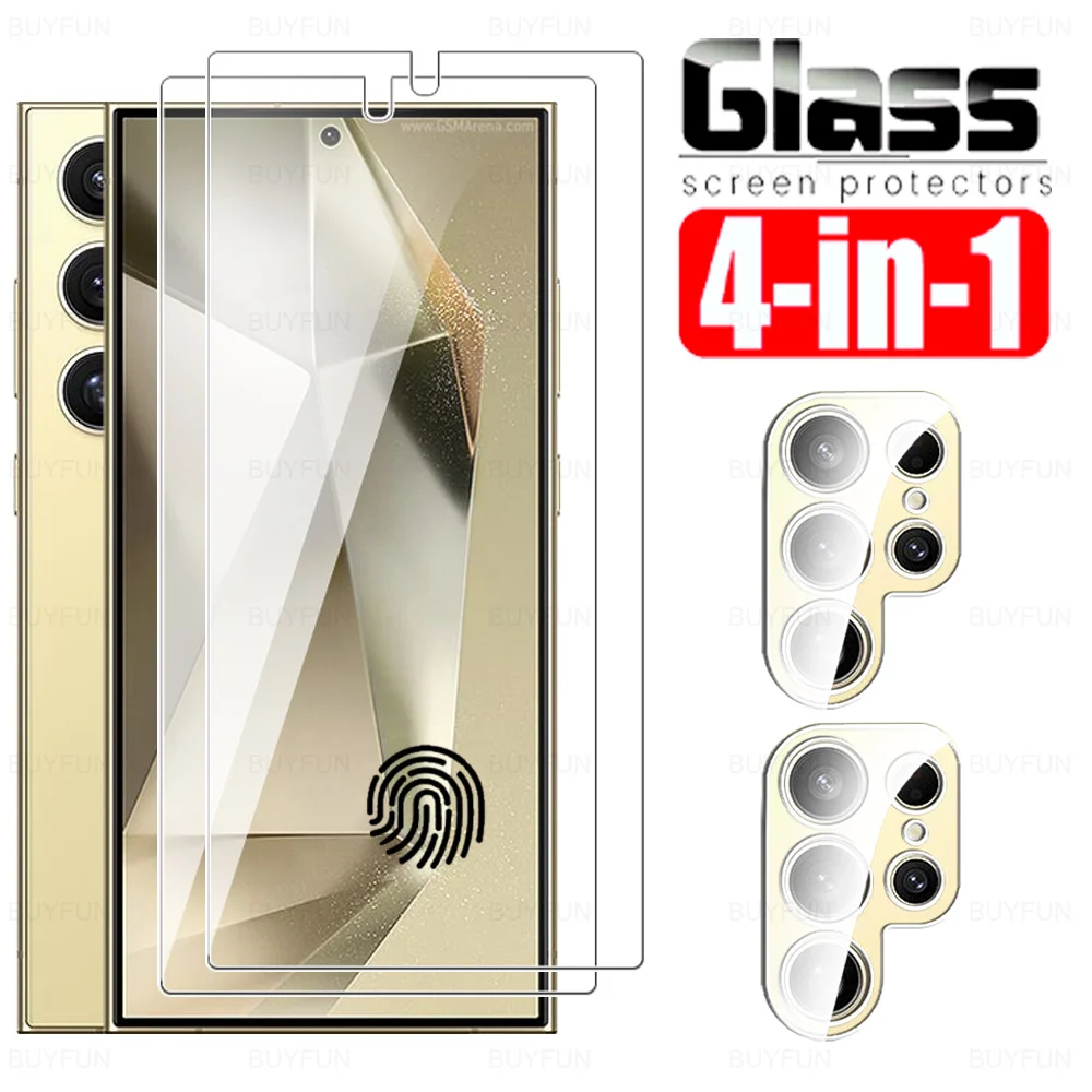Vetro Premium 4 In 1 Per Samsung Galaxy S24 Pellicola Salvaschermo In Vetro Ultra Temperato Samsang S24 + S 24 Plus S24Ultra 5G Pellicola Per Fotocame