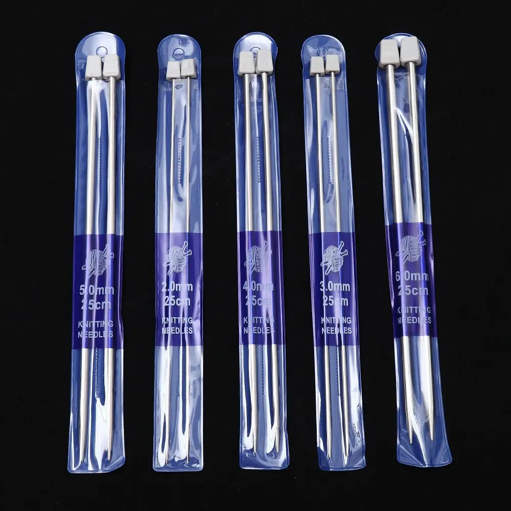 Description Picture 5 of item2Pcs/set 25cm/35cm Straight Knitting Needles Stainless Steel Crochet Hook DIY Sweater Weave Knitting Tools Size 2-5mm