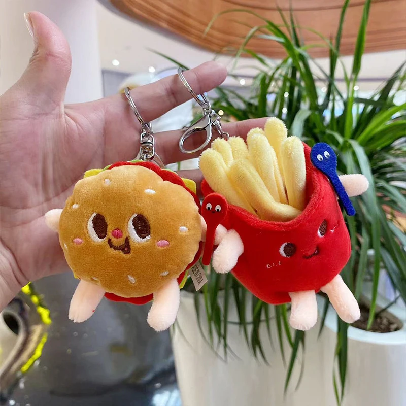 

Kawaii Food Bread Hamburger Hot Dog French Fries Plush Doll Soft Stuffed Plush Pendant Keychains for Children Gifts Toys