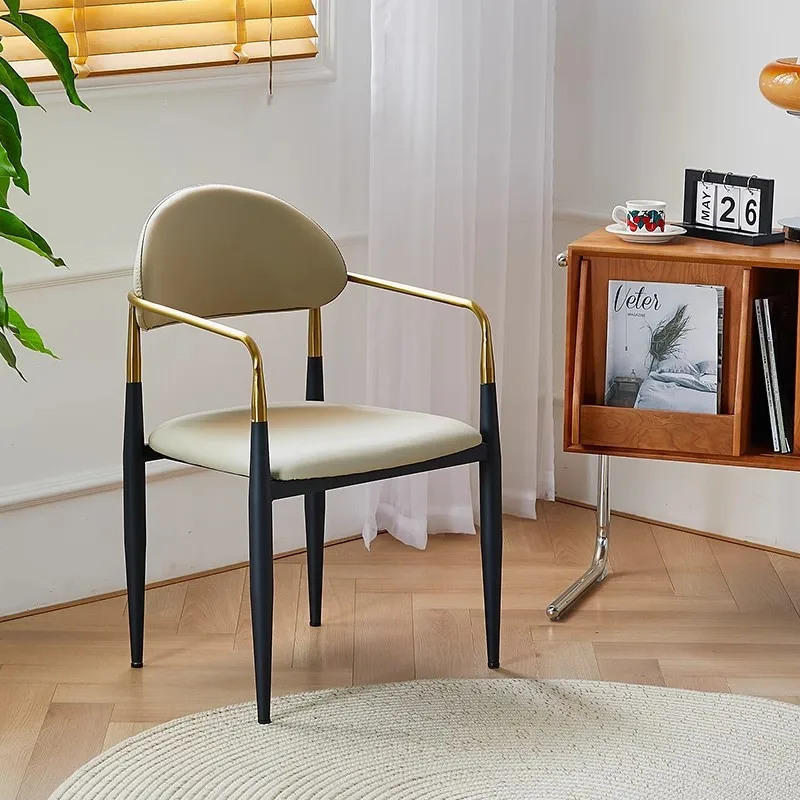 

Nordic Hotel Restaurant Light Luxury Armrest Leisure Dining Chair Simple Modern Commercial Reception Fashion Metal Chair