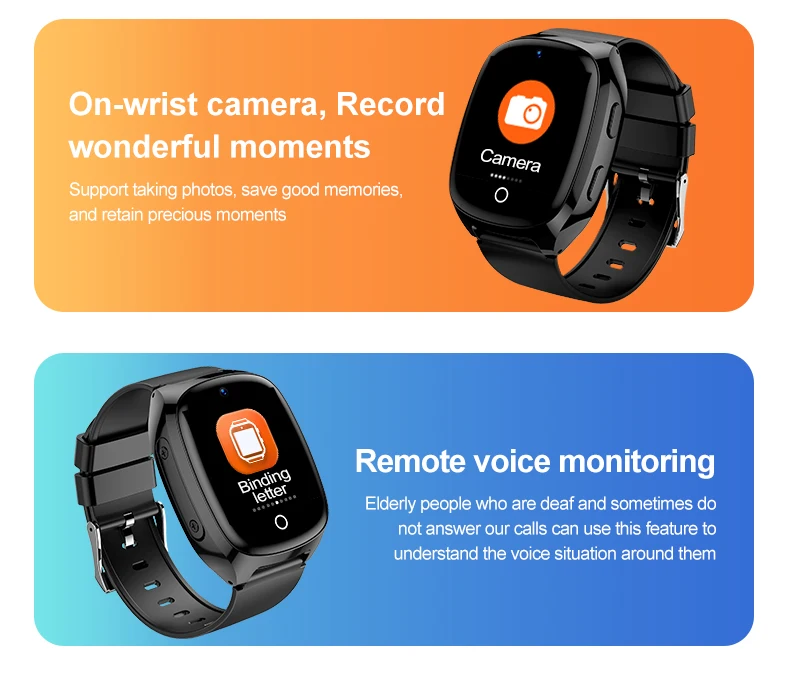 4G Elderly Tracker Smartwatches Body Temperature Heart Rate Blood Pressure GPS Location Tracking Phone Watch for Old People D300