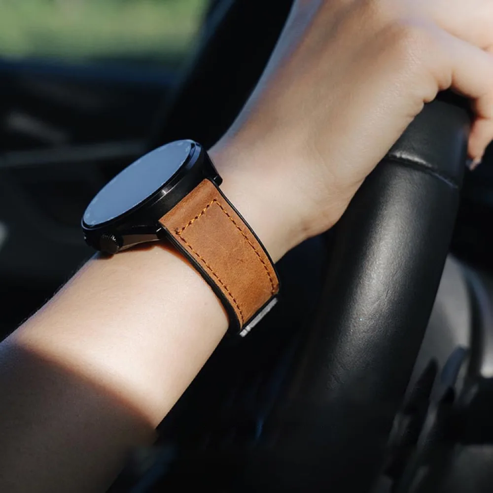 Premium Leather Wristband - 22mm/20mm Adjustable Strap