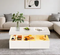 Table basse moderne Fangange avec rangement pour le salon, table centrale rectangulaire avec 2 tiroirs, 104x53x46cm, blanc/noir 3
