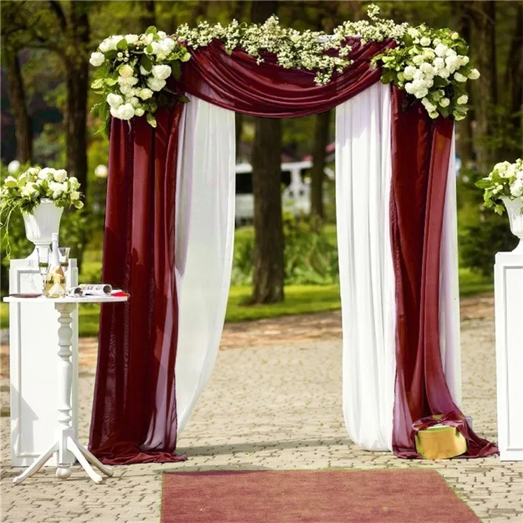 2pc Wedding Arch Drape Chiffon Fabric Draping Curtain Drapery Birthday Party Supplies Ceremony Reception Hanging Wall Decoration