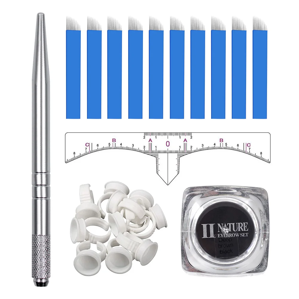 

Tattoo Ink Microblading Pigment Eyebrow Tattoo Pen Kits Micro Needle Eyebrow Ruler Beauty Girls For Beginners body art