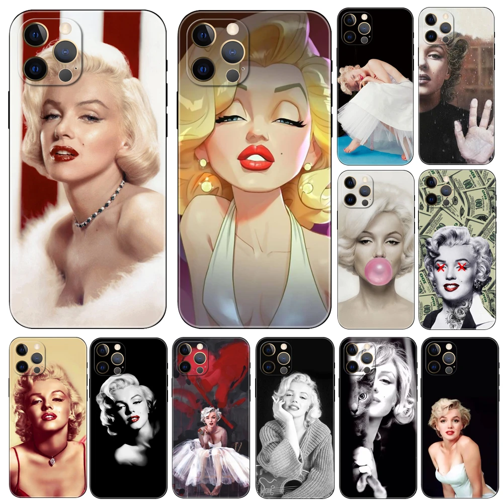Marilyn Monroe phone case for iphone 5 5s se 6 6s 7 8 plus x 10 XR XS 11 12 13 mini pro MAX black tpu back cover