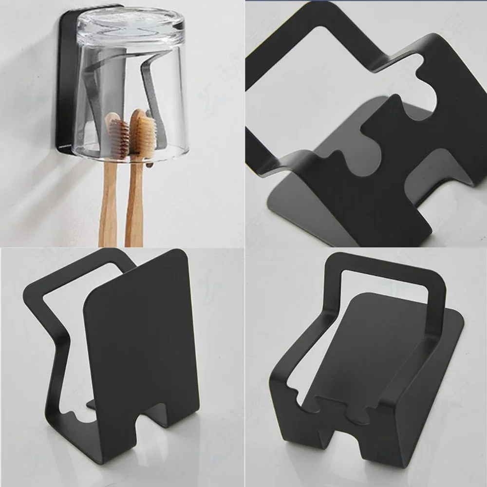 Toothpaste Storage Wall Rack Toothbrush Holder Mouthwash Cup Hanger Punch-free Aluminum Bathroom Accessories cup storage holder toothbrush cup bathroom organizer