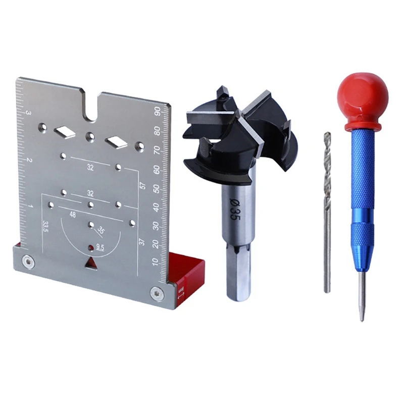 

35Mm Hinge Punching Locator Hinge Boring Jig With Inch Metric Scale Multi-Function Woodworking Drilling Locator-B Easy Install