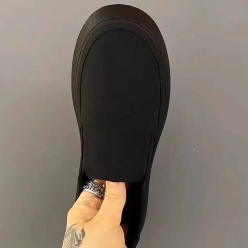 Flat Men's Shoes Slip-on Walking Shoes for Men New Canvas Loafers Outdoor Low Top Black Shoes Breathable Male Footwear Size 45 5