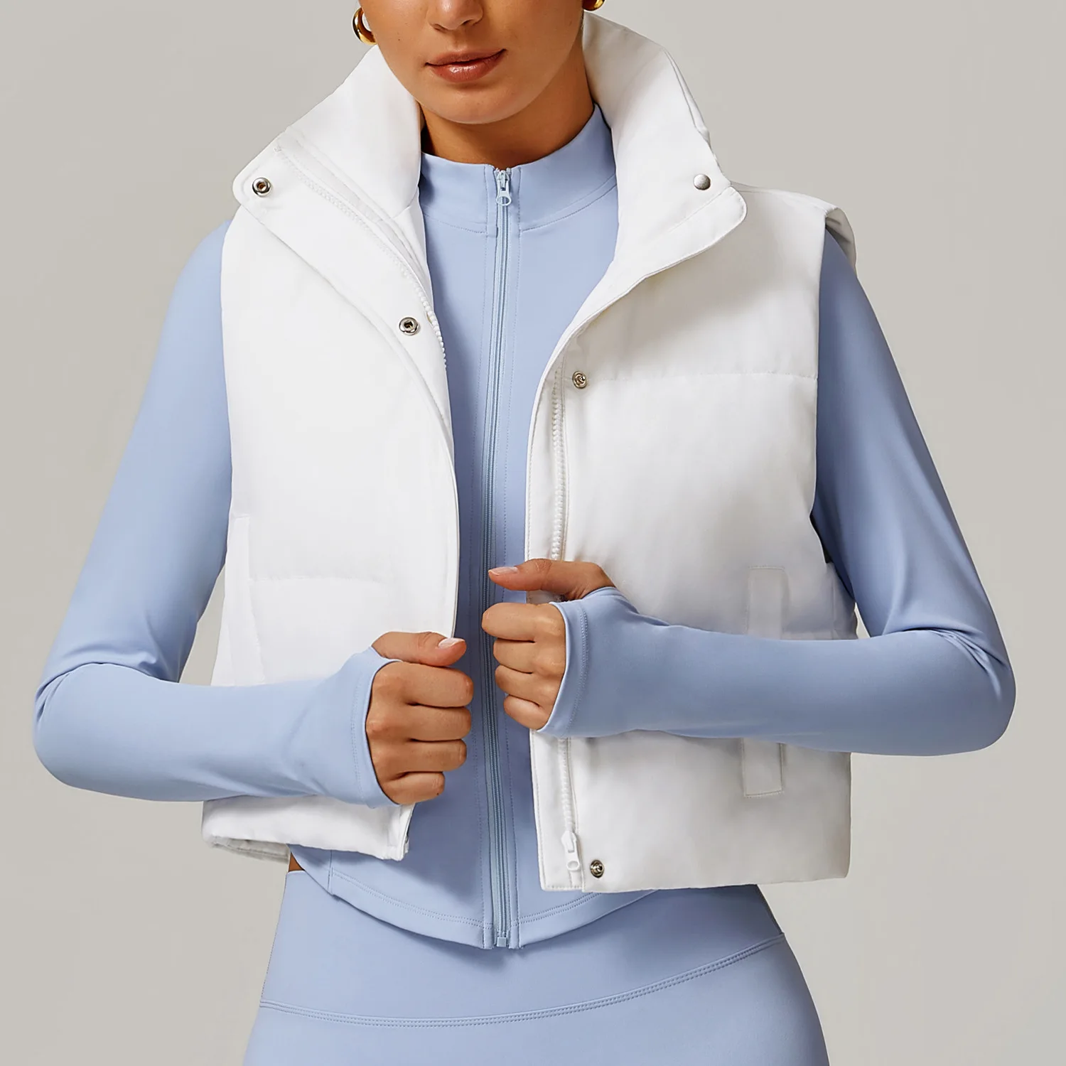 Mermaid Curve Winter Vest Down Jacket Vest Fashion All-match White Duck Down Warm Sports Jacket