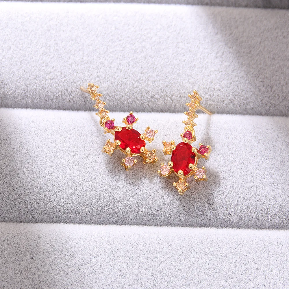 

Luxury Retro Red zircon Crystal Drop Earrings Long Dangle Fashion Engagement Earrings Jewelry For Women Gift