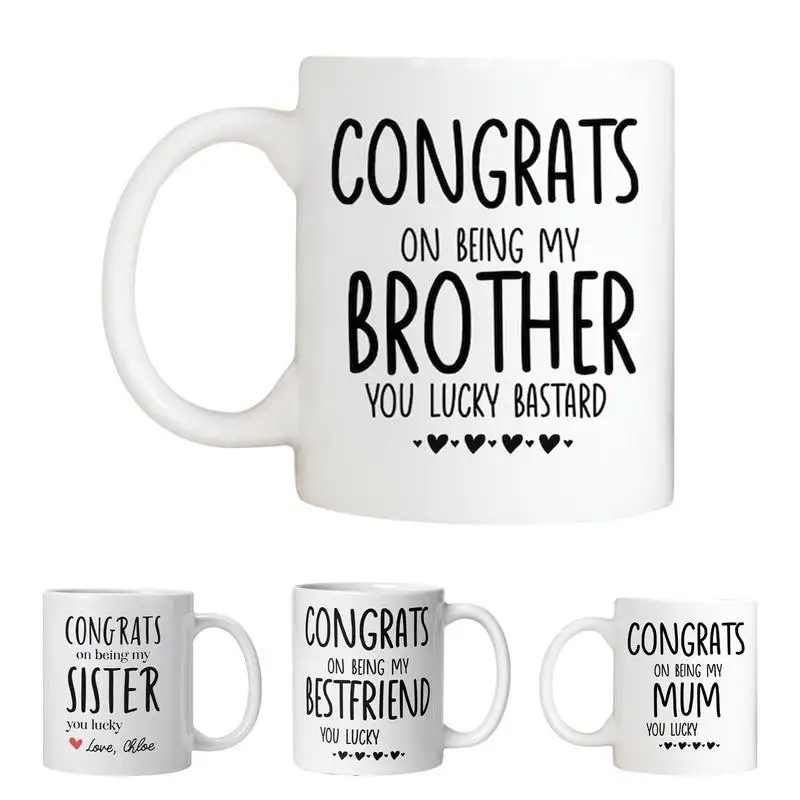 

Congrats On Being My Sister Portable Ceramic Cup Gift Mug Creative & Funny Brother Gift Cup For Birthday Kitchen Accessories