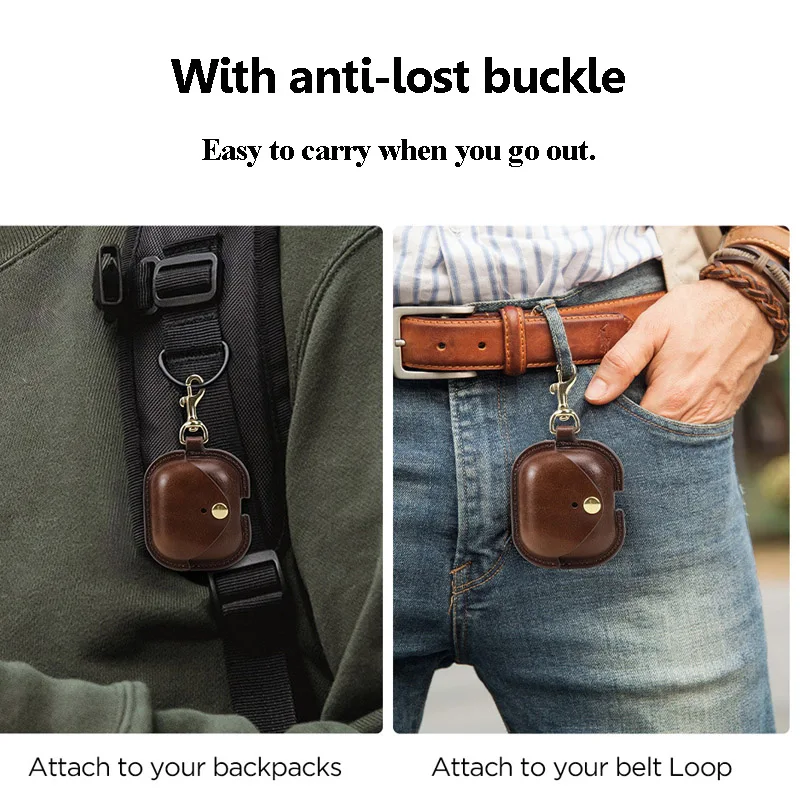 Leather Case for Galaxy Buds 3 All Around Shockproof Protective Cover with Anti-lost Buckle for Buds 3pro Headset Charging Box