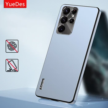 럭셔리 매트 오로라 휴대폰 케이스, 삼성 갤럭시 S24, S23, S22, S21 울트라 플러스, 금속 렌즈 보호, 충격 방지 하드 범퍼 커버