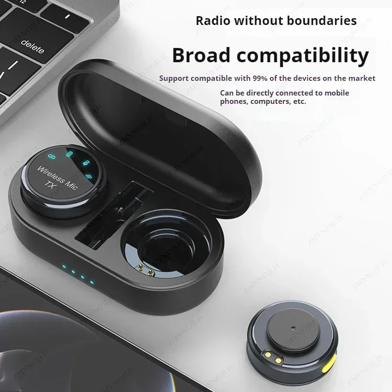 New Magnetic Wireless Lavalier Microphone Noise Canceling Necklace Windproof Cap Audio Video Recording Microphone for Smartphone