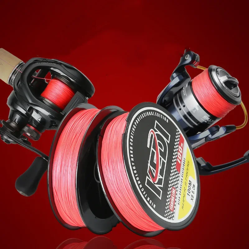 Red PE Strong Horse Fishing Line Main Line 8 Braid Luya Special Casting 100 Meters High Horsepower Sea Fishing