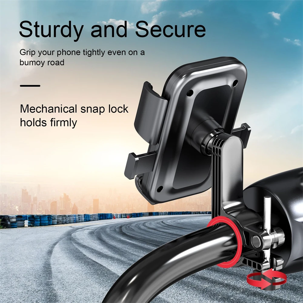 Universal 360° Rotatable Motorcycle and Scooter Phone Holder with One-Hand Operation
