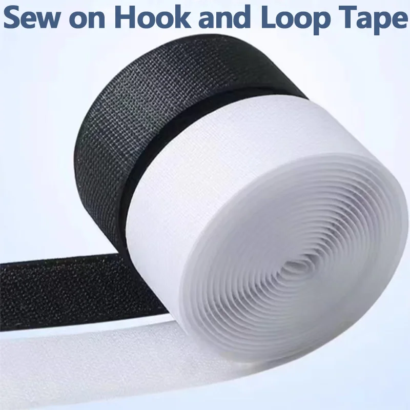 Versatile Sew-On Hook & Loop Tape | Durable Nylon Fabric Strap, 20-50mm Wide, for DIY Crafts, Sewing, and Home Decor