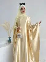 Batwing Satin Shimmer Abaya Damen Dubai Luxury Islam Muslim Kaftan Dress Women Kebaya Vestidos Djellaba Robe Femme Musulmane