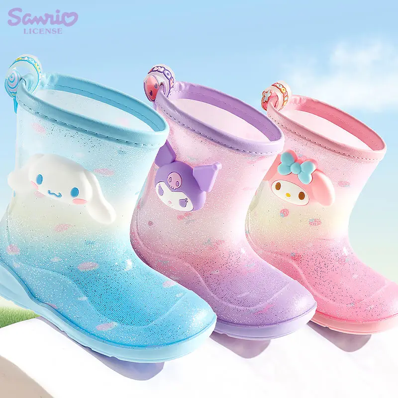 

Cinnamoroll Kuromi Anime Kawaii Sanrio Children Rain Boots Cute Cartoon Kuromi My Melody Children Waterproof Shoes Gifts for Kid