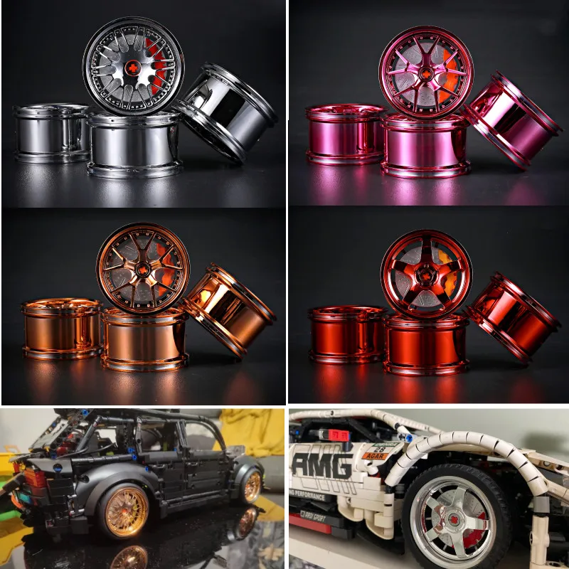 Tecnologia Argento Nero Placcatura Dorata Mozzo Ruota Compatibile Lego Cada Moc 1:10 Auto 42096 42125 42119 Mattoni Da Costruzione