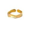 Bagues géométriques en acier inoxydable pour femmes, Texture minimaliste, couleur or, ouverture de Couple, bijoux esthétiques de mariage et de noël