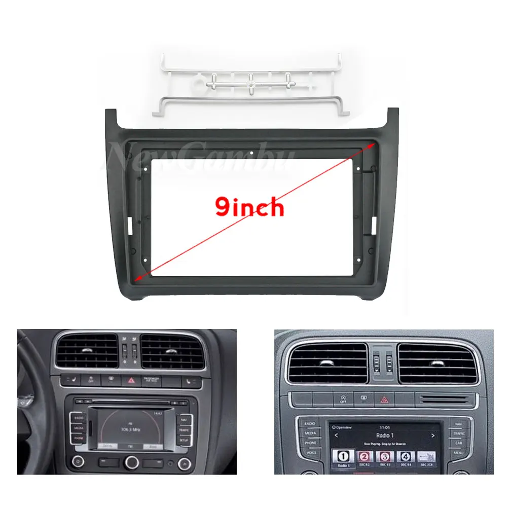 

NewGambu 2 Din 9 дюймовая Автомобильная рамка Fascia Для Volkswagen Polo 2014- 2019 DVD GPS Android комплект крепления обшивки панели приборной панели