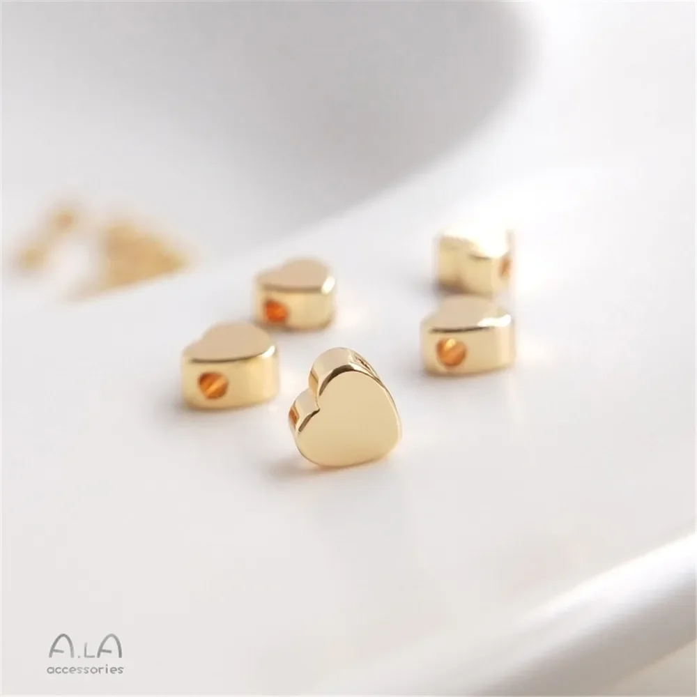 14K Gold-clad Heart-shaped Beads Separated By Love Hearts Scattered Beads Jewelry String Diy Handmade Jewelry Pendant Accessorie [fila]love string shopper bag