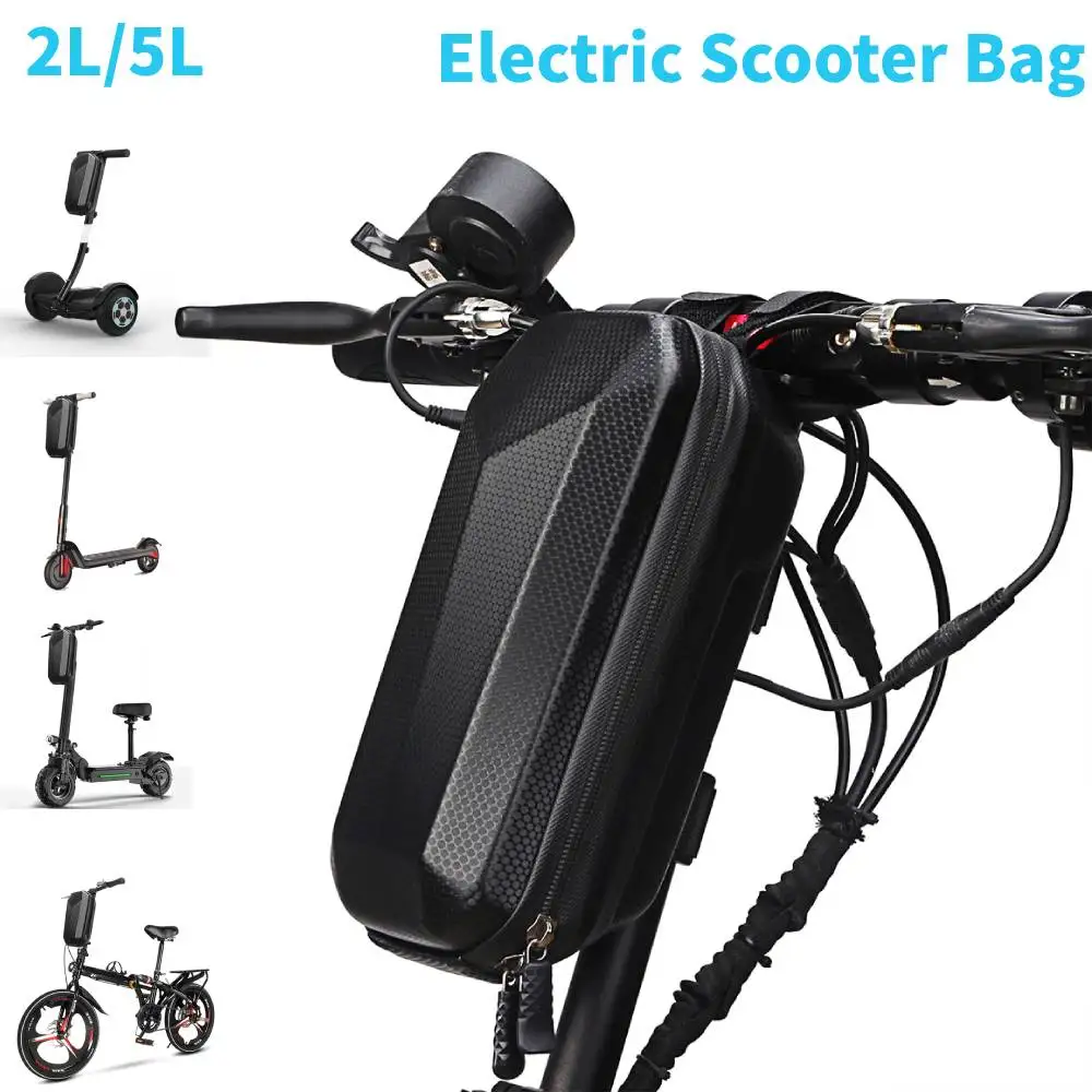 Bike Bag 2L /5L Electric Scooter Front Bag Waterproof Folding EVA Hard Shell Bags Bicycle Handlebar Hanging Bag Storage Accessories