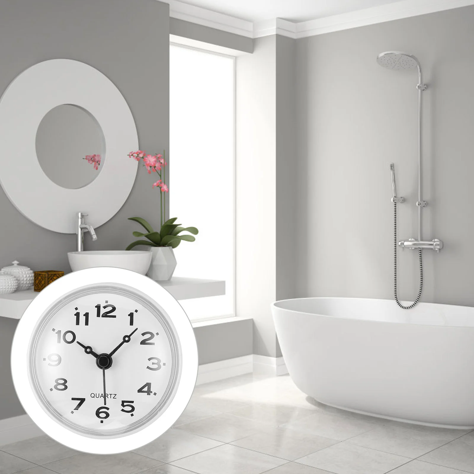 Sucker Clock Suction Cup Waterproof for Bathroom Mugs Hanging Operated Alarm Wall Household Digital Timer Silent